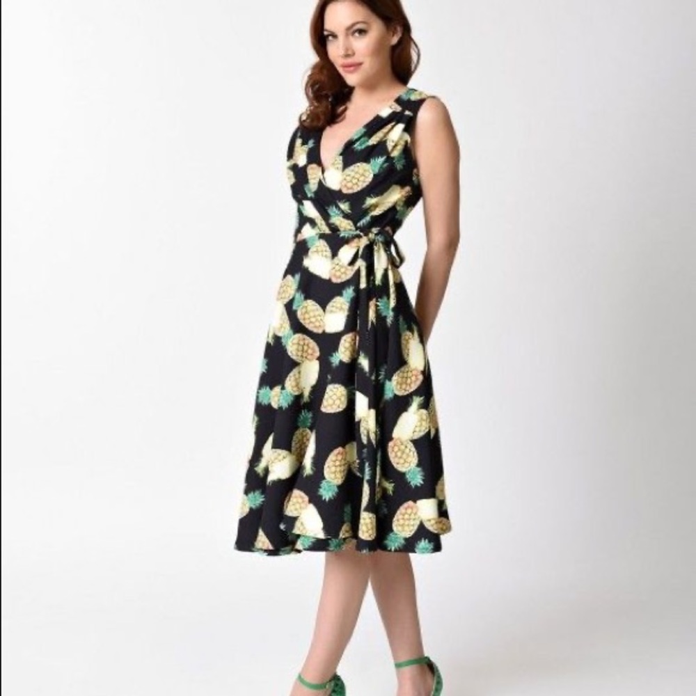 Unique Vintage Pineapple Wrap Dress